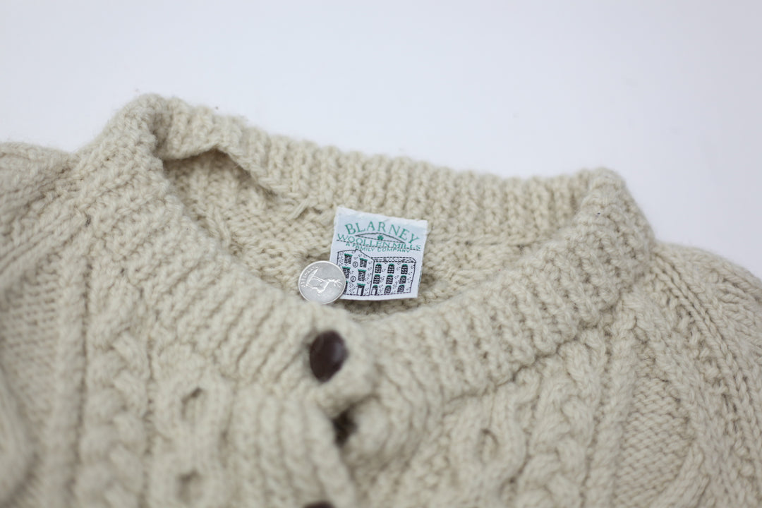 Vintage Blarney Woolen Mills Cable Knit Sweater Cardigan Ladies