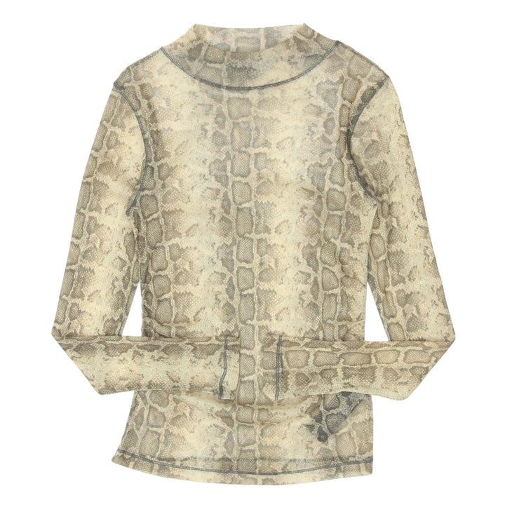 Ladies All Saints Snakeskin Print Mesh Gold Metallic Top