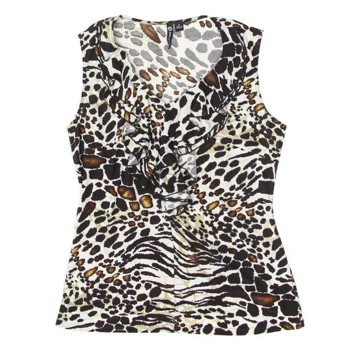 Ladies Milano Printed Sleeveless Ruffled Top