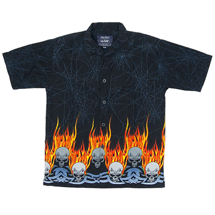 Mens Urban Rags Skull Flame Spider Web Print Shirt