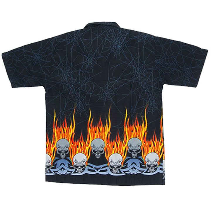 Mens Urban Rags Skull Flame Spider Web Print Shirt