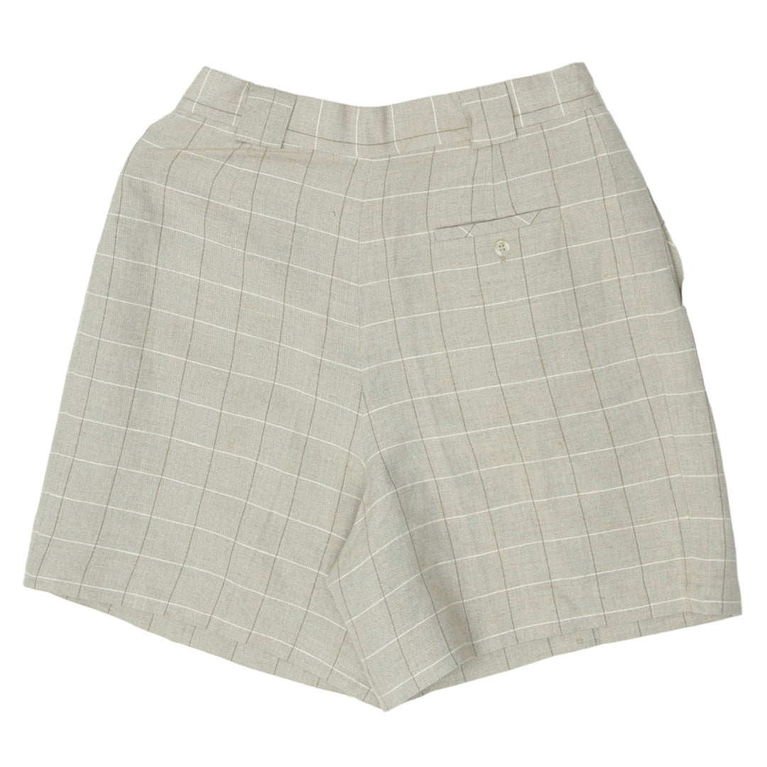 Ladies High Waist Plaid Linen Short