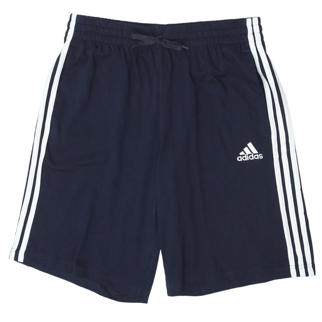 Mens Adidas White Stripe Navy Blue Shorts