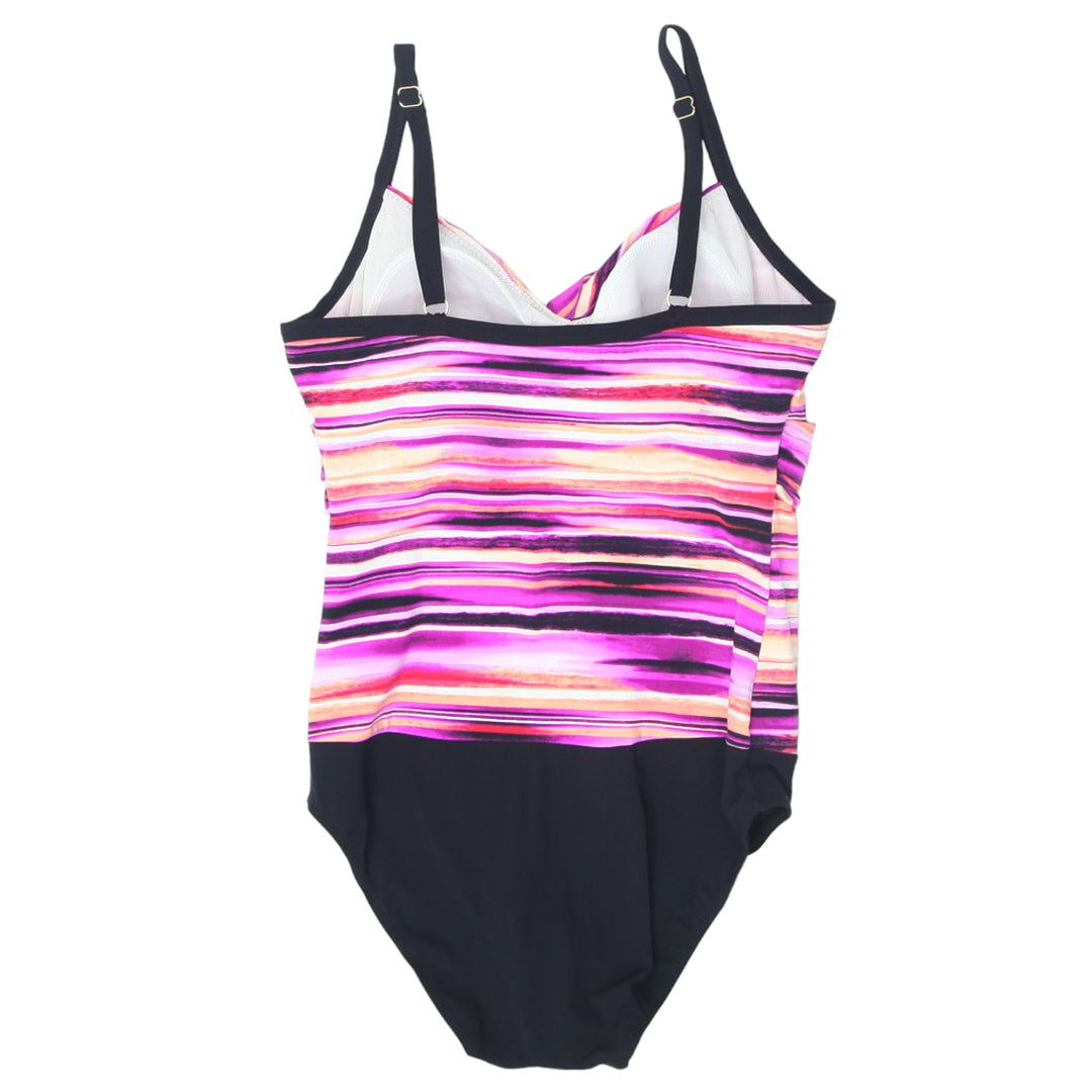 Ladies Padded Stripe One Piece Swimsuit