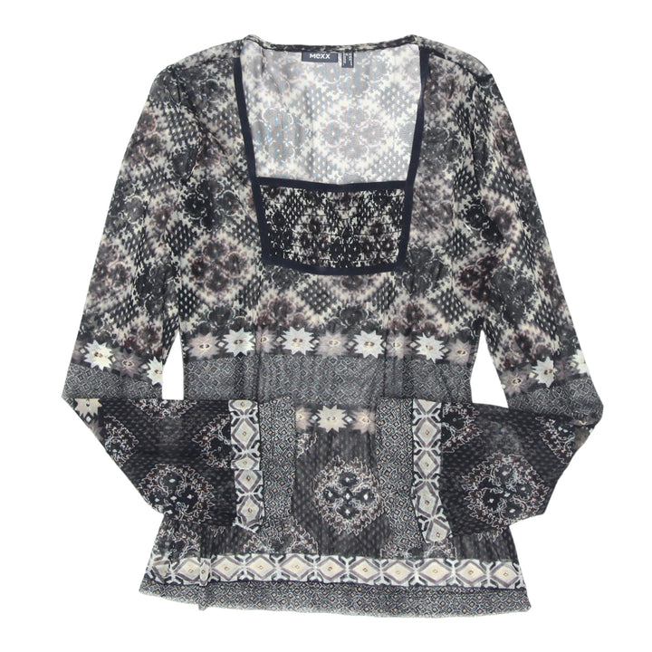 Y2K Mesh Floral Long Sleeve Top