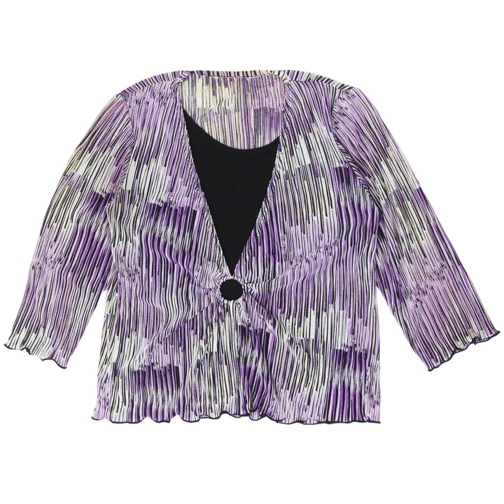 Ladies Purple Printed Stripe Lons Sleeve Top