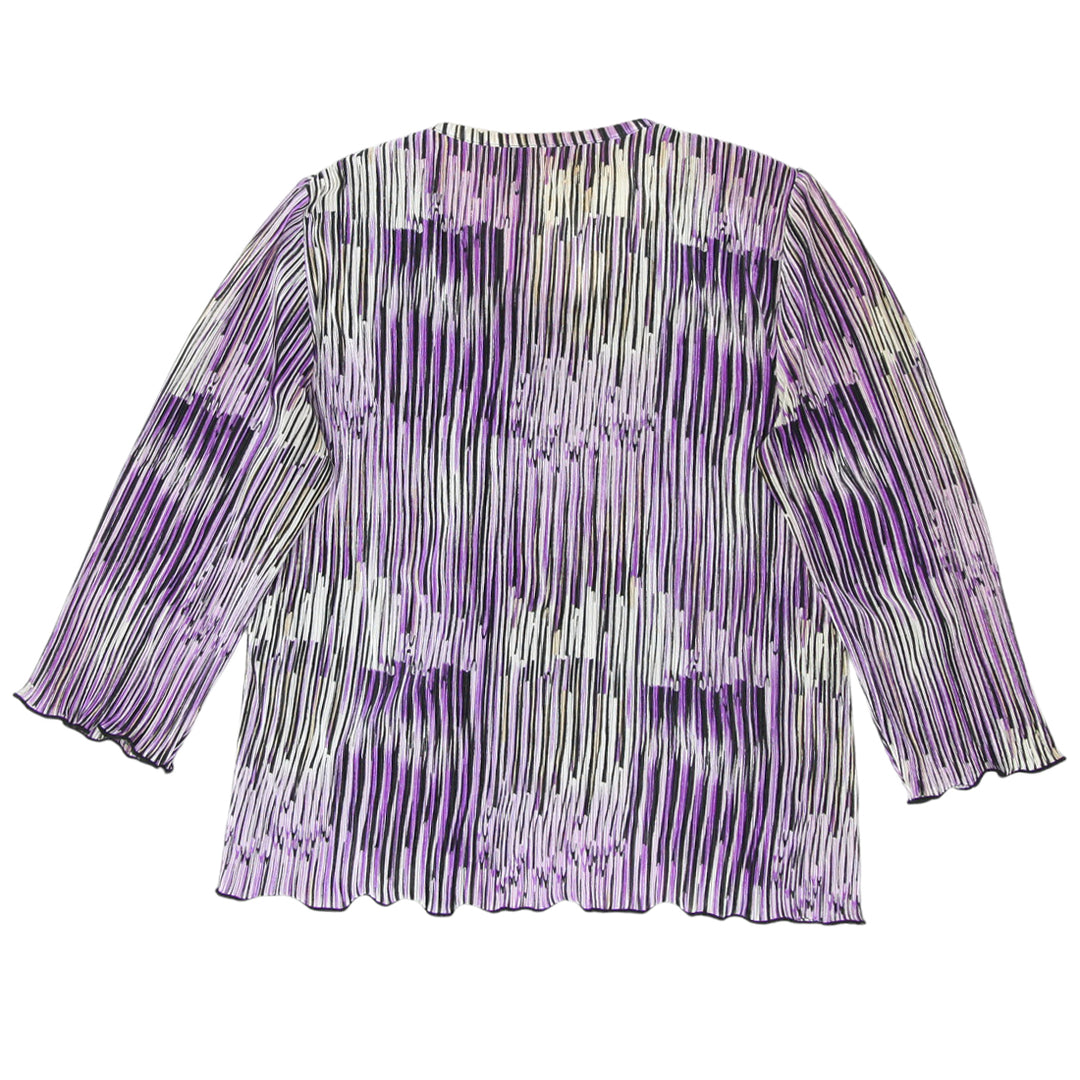 Ladies Purple Printed Stripe Lons Sleeve Top