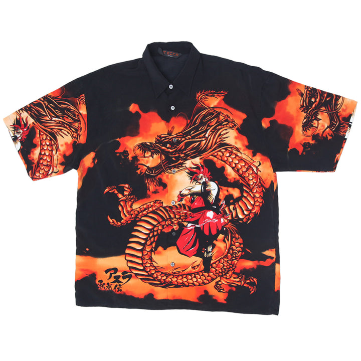 Mens Meca Sport Dragon Flaming AOP Anime Shirt