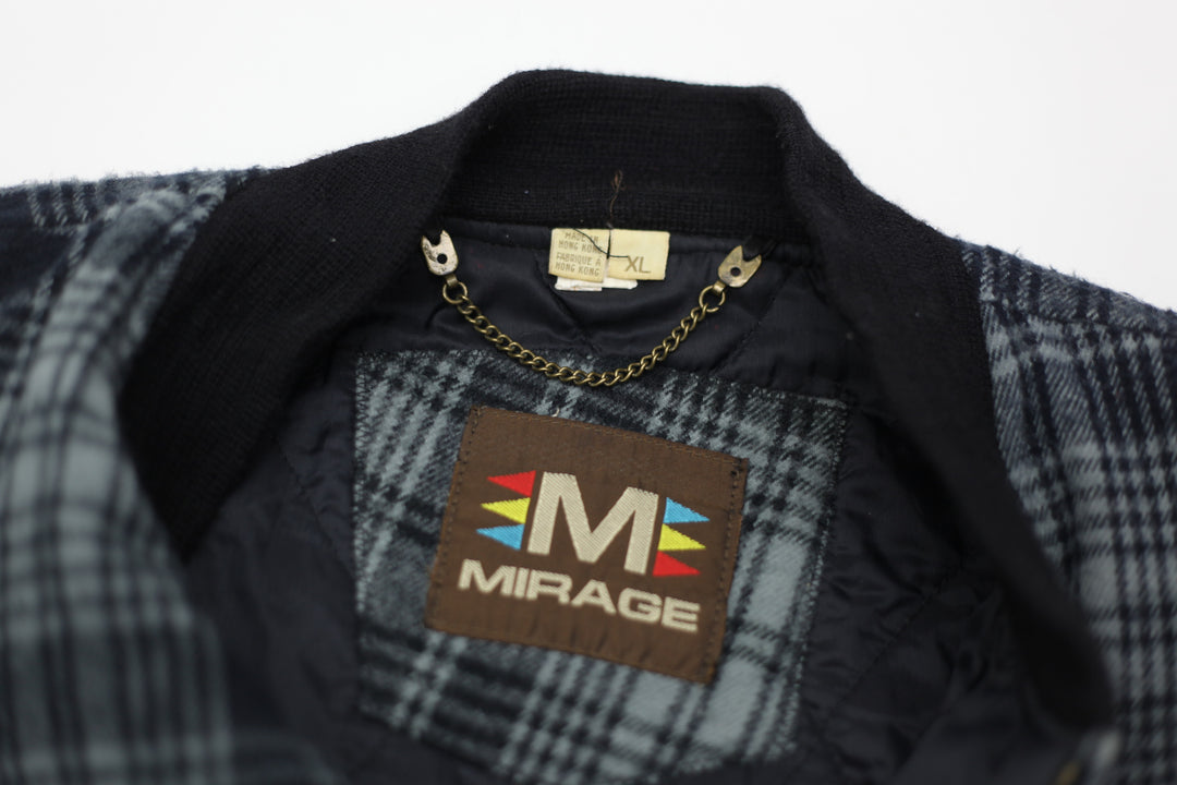 Vintage Mirage Oakland Raiders Plaid Quilted NFL Full Zip Jacket