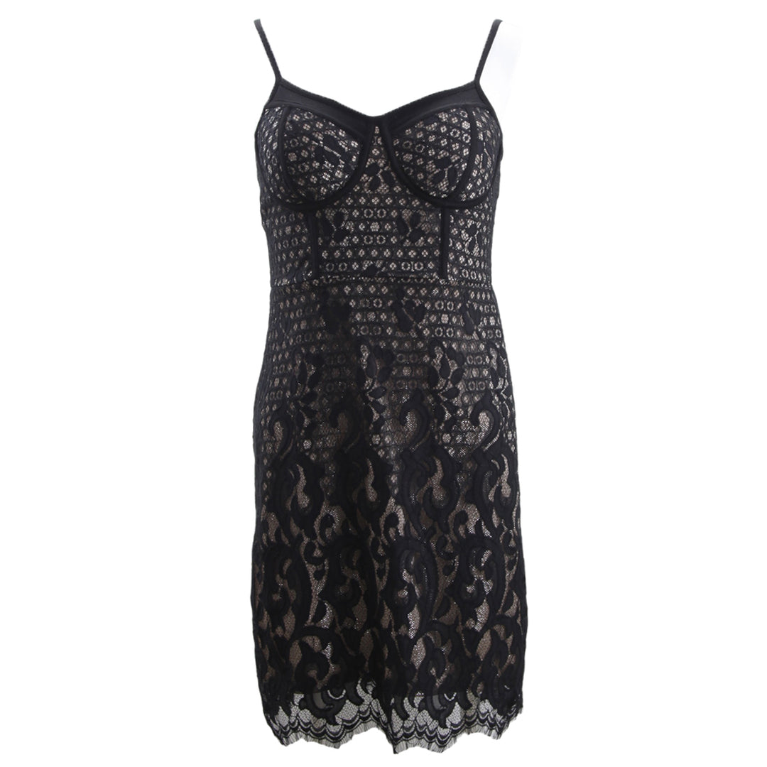 Ladies Guess Strappy Black Lace Floral Dress