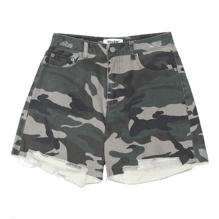 Ladies En.Es Camouflage High Waist Shorts