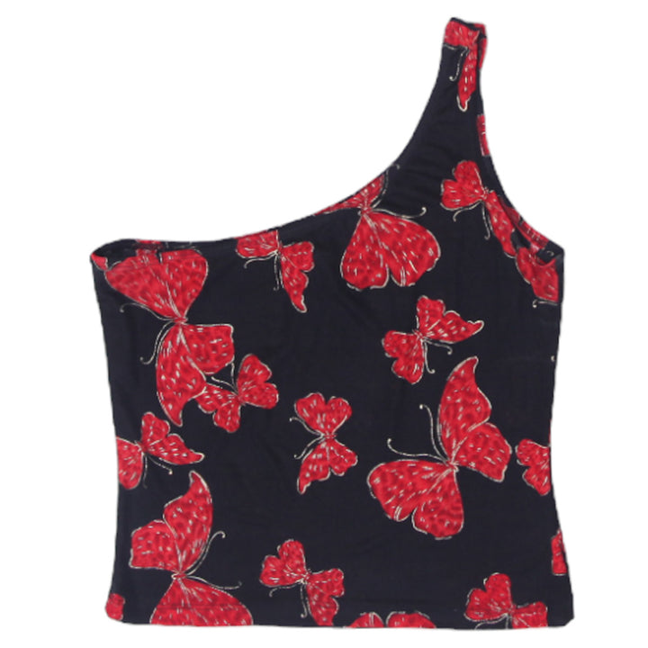 Y2K One Shouder Butterfly Print Top