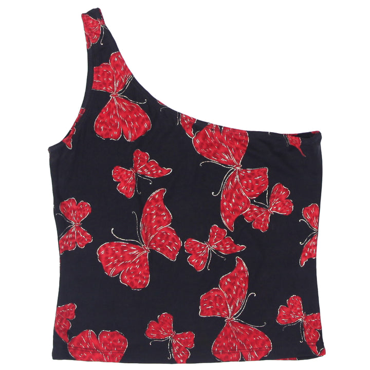 Y2K One Shouder Butterfly Print Top