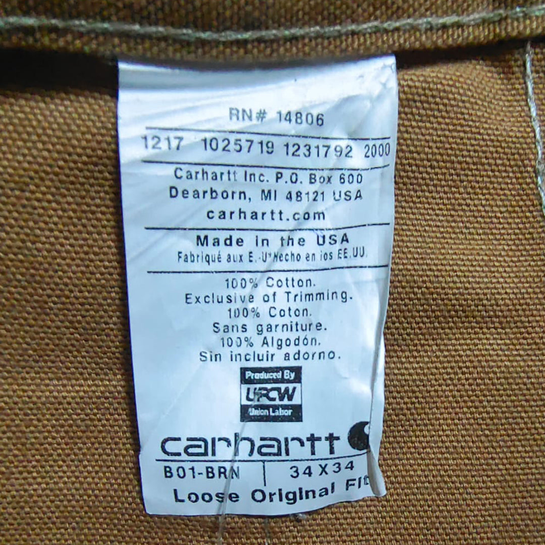 Mens Carhartt B01-BRN Loose Original Fit Double Knee Carpenter Pants Made in USA