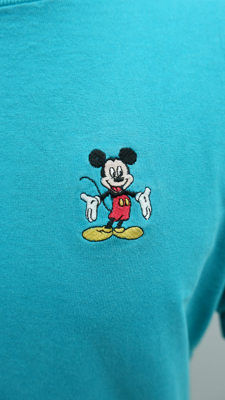 Vintage Disney Designs Mickey Emboidered Crewneck T-Shirt Made In USA