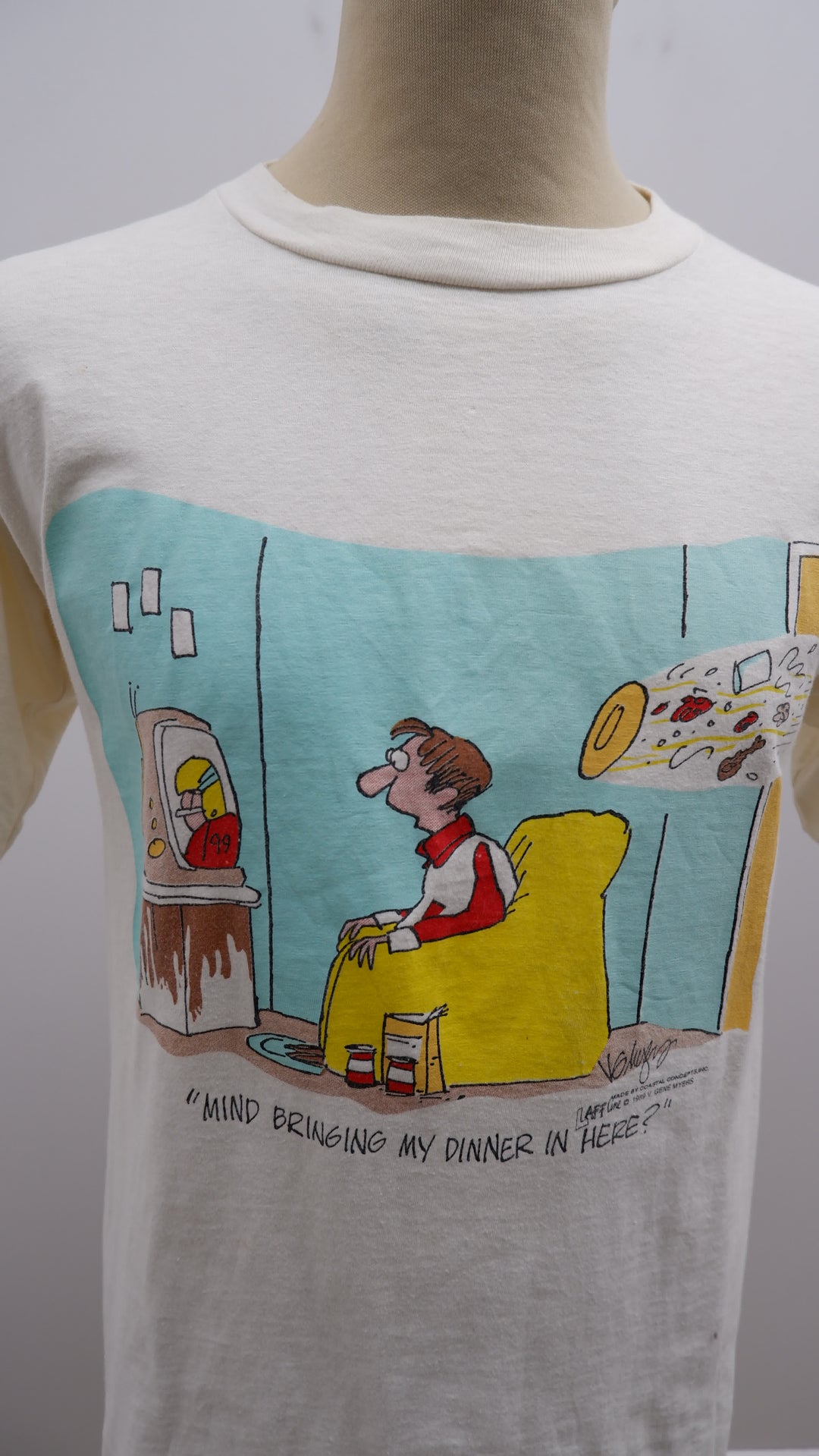 Vintage  1989 Gene Myers Laffline Funny Comic T-Shirt Single Stitch Made In USA