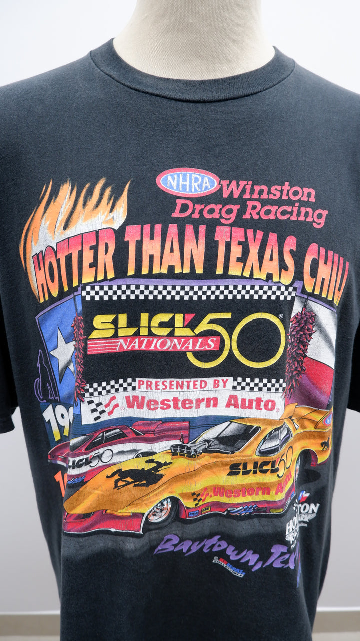 Vintage Jerzees NHRA Winston Drag Racing 1997 10th Annual Slick 50 Western Auto T-Shirt Made in USA
