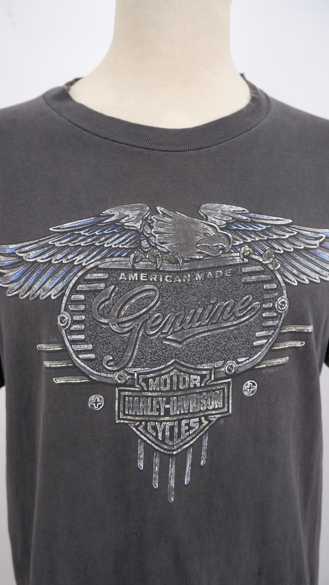 Vintage Harley Davidson Moto Pont -Viau Labal Quebec T-Shirt Single Stitch Made In USA