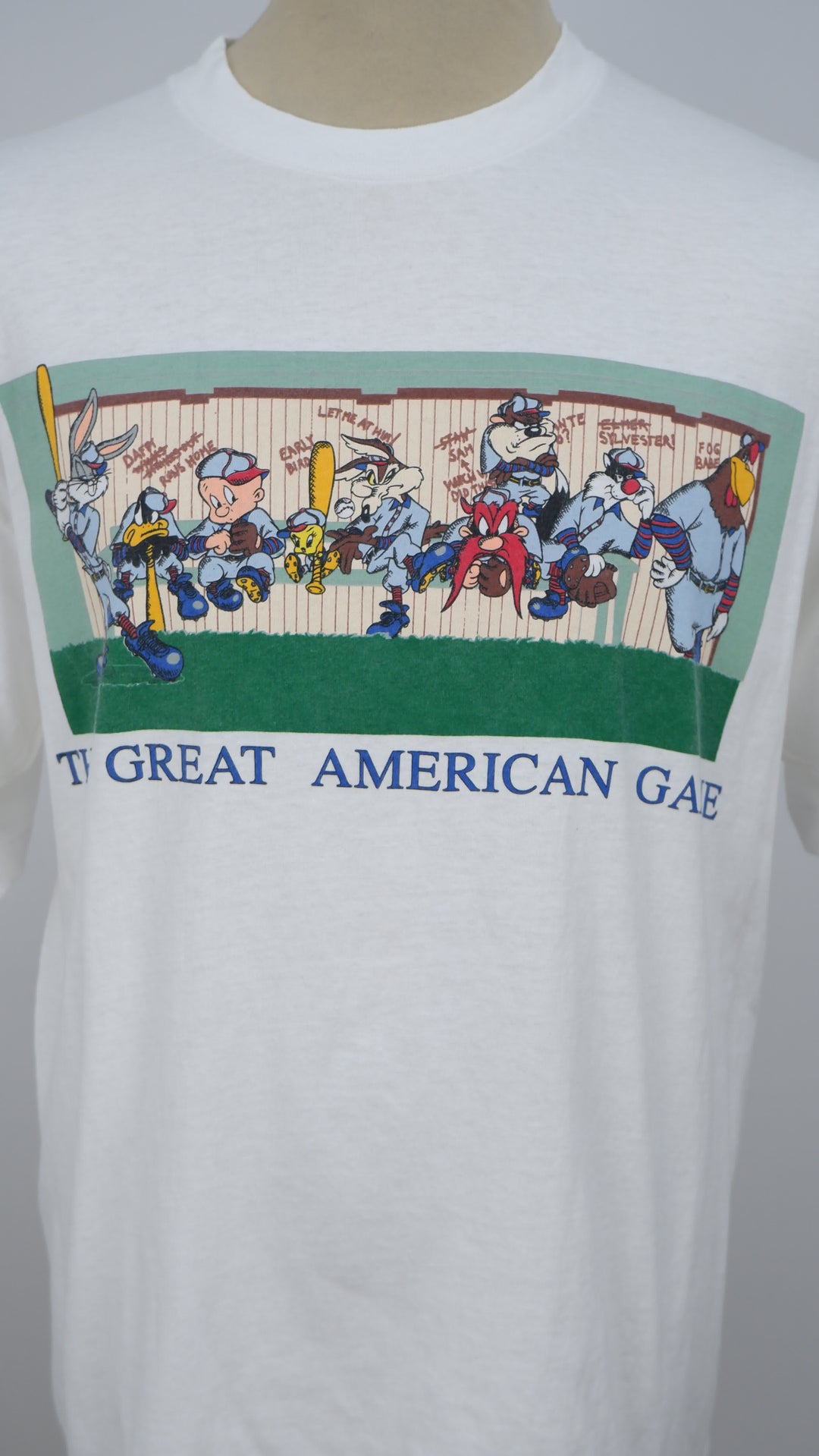 Vintage ACME Clothing 1991 Looney Tunes 'The Great American Game' Single Stitch T-Shirt Made In USA