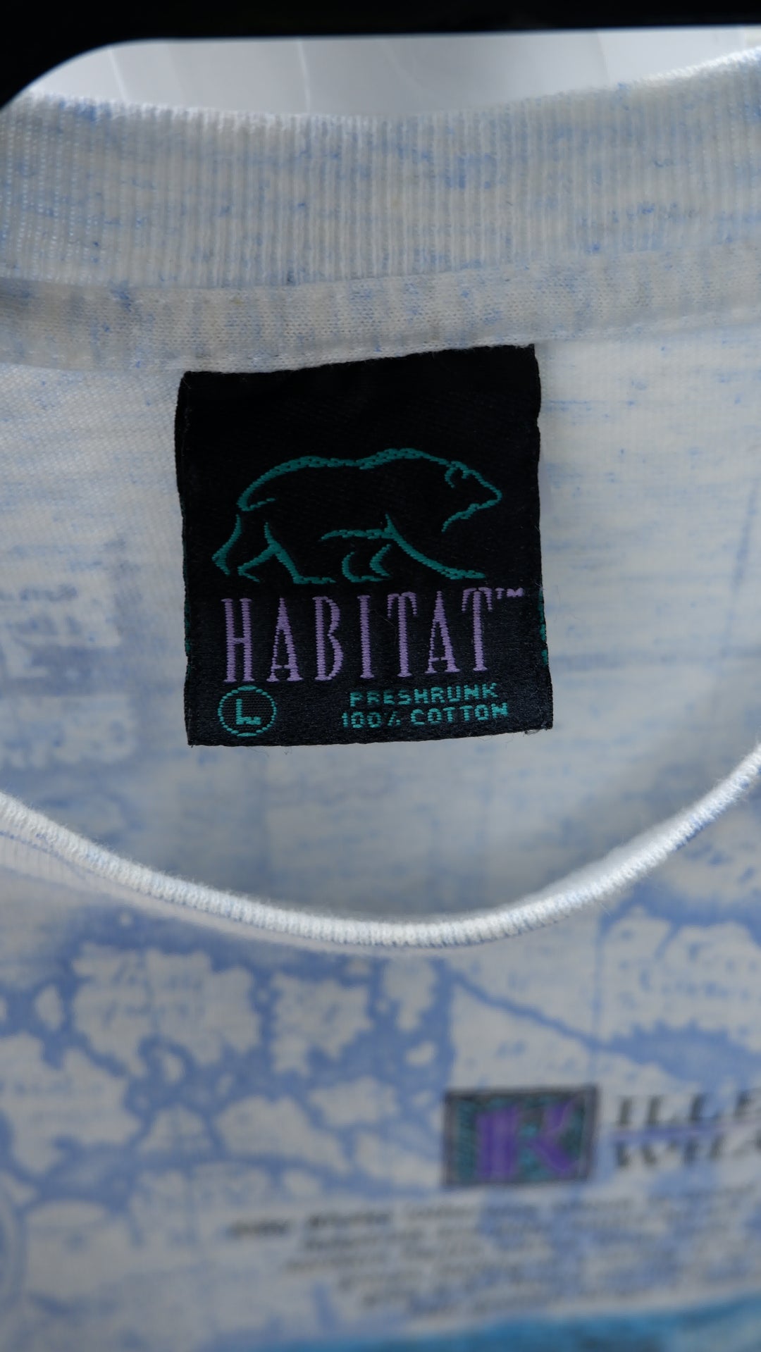 Vintage Habitat Whales All Over Print Single Stitch T-Shirt Made In USA