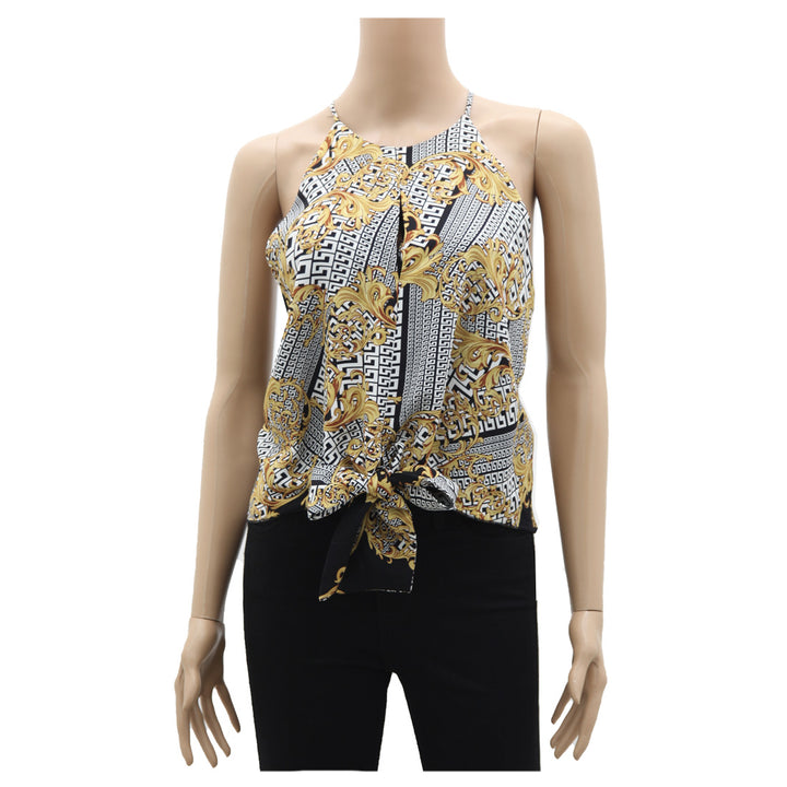 Ladies Sleeveless Tie Front Revamped Top