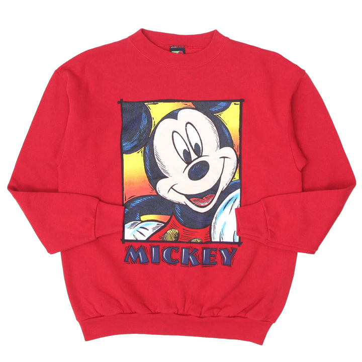 Mens Disney Mickey Made In USA Red Crewneck Sweatshirt