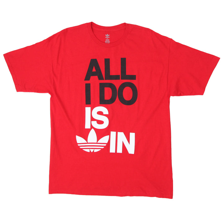 Mens All I Do Is  In Adidas Logo Red Short Sleeve T-Shirt