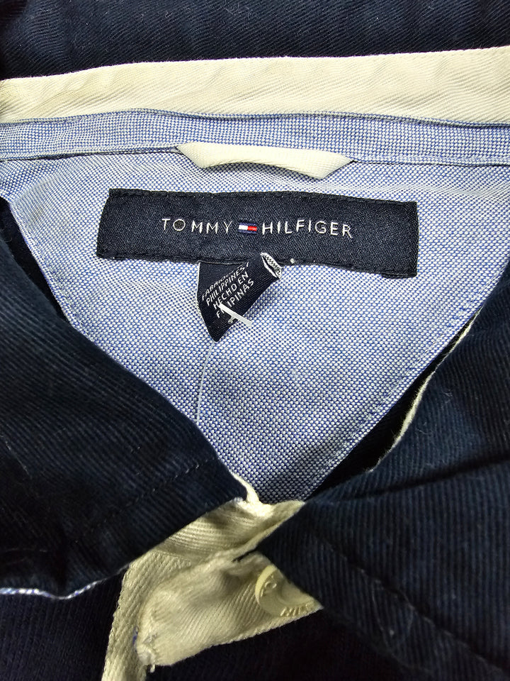 Vintage Tommy Hilfiger Rugby Shirt Navy Blue XL