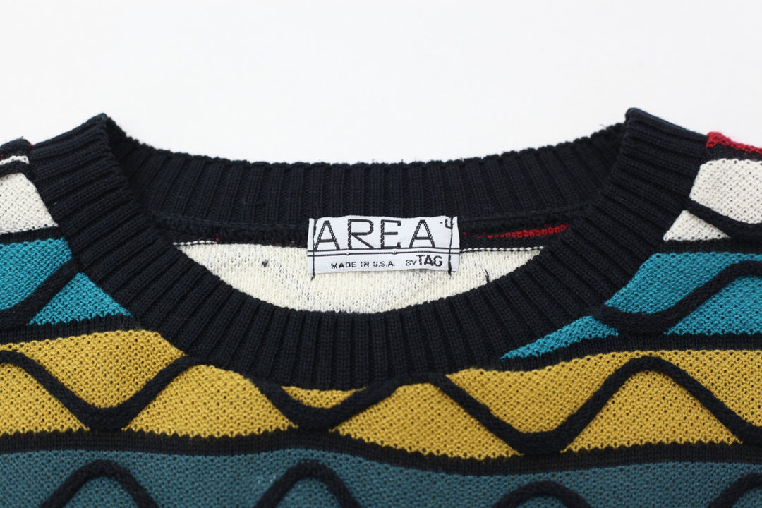 Area By Tag MAde In USA Geometric VTG Ladies Sweater
