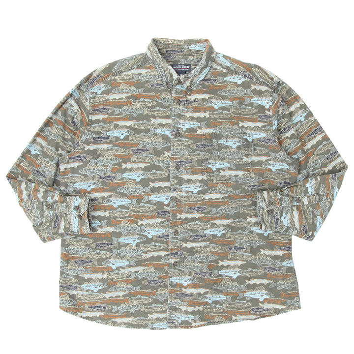 Mens Woolrich Fish Print Long Sleeve Shirt