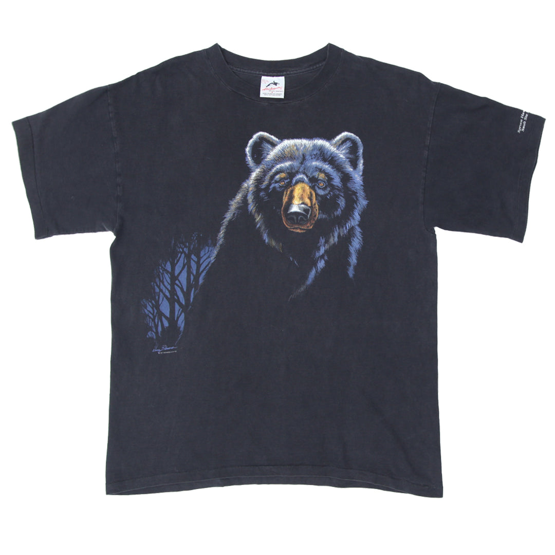 '95 Vintage Harlequin Black Bear T-Shirt Single Stitch Black L