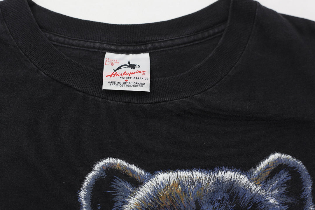 '95 Vintage Harlequin Black Bear T-Shirt Single Stitch Black L