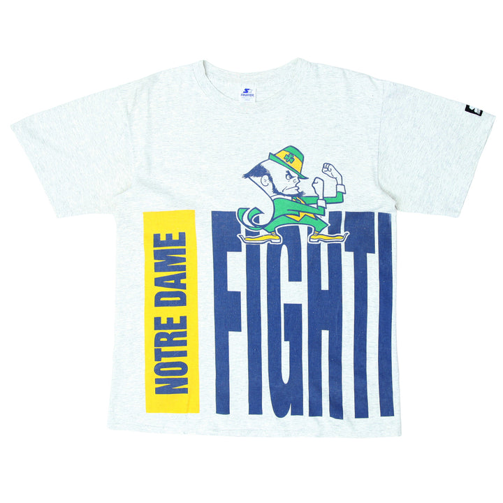 Vintage Notre Dame Fightin' Irish T-Shirt Single Stitch Made in USA Gray Starter L