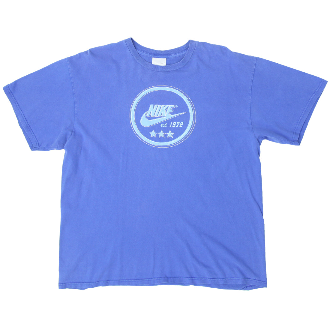 Vintage Nike Early 2000 Spell Out Print Crewneck T Shirt Blue XL