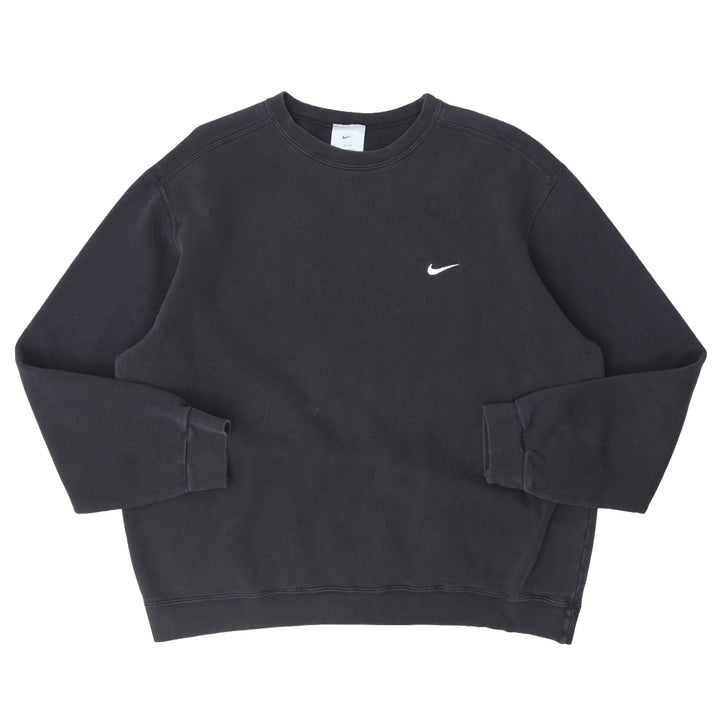 Vintage Nike Y2K Swoosh Embroidered Black Crewneck Sweatshirt