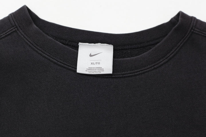 Vintage Nike Y2K Swoosh Embroidered Black Crewneck Sweatshirt