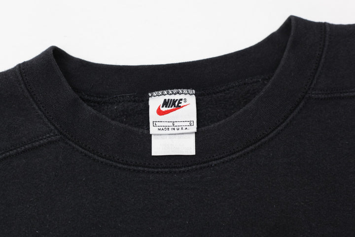 Vintage Nike 90's Swoosh Embroidered Black Crewneck Sweatshirt Made In USA