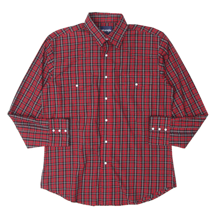 Mens Wrangler Pearl Button Plaid Long Sleeve Shirt