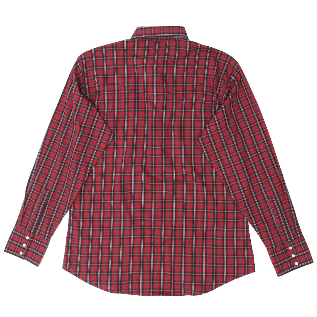 Mens Wrangler Pearl Button Plaid Long Sleeve Shirt