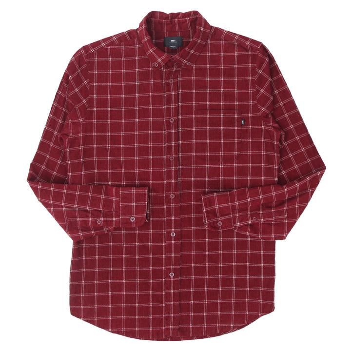 Mens Obey Plaid Corduroy Long Sleeve Shirt