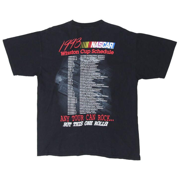 1998 Vintage Nascar Rolling On Tour Winston Cup T-Shirt Black Checkered Flag XL