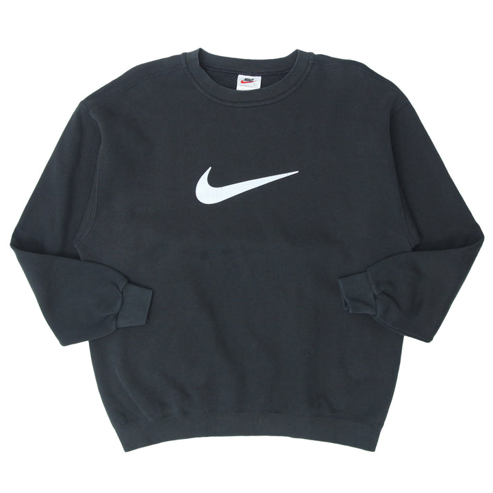 Nike 90's Swoosh Printed Black Crewneck Sweatshirt Made In USA