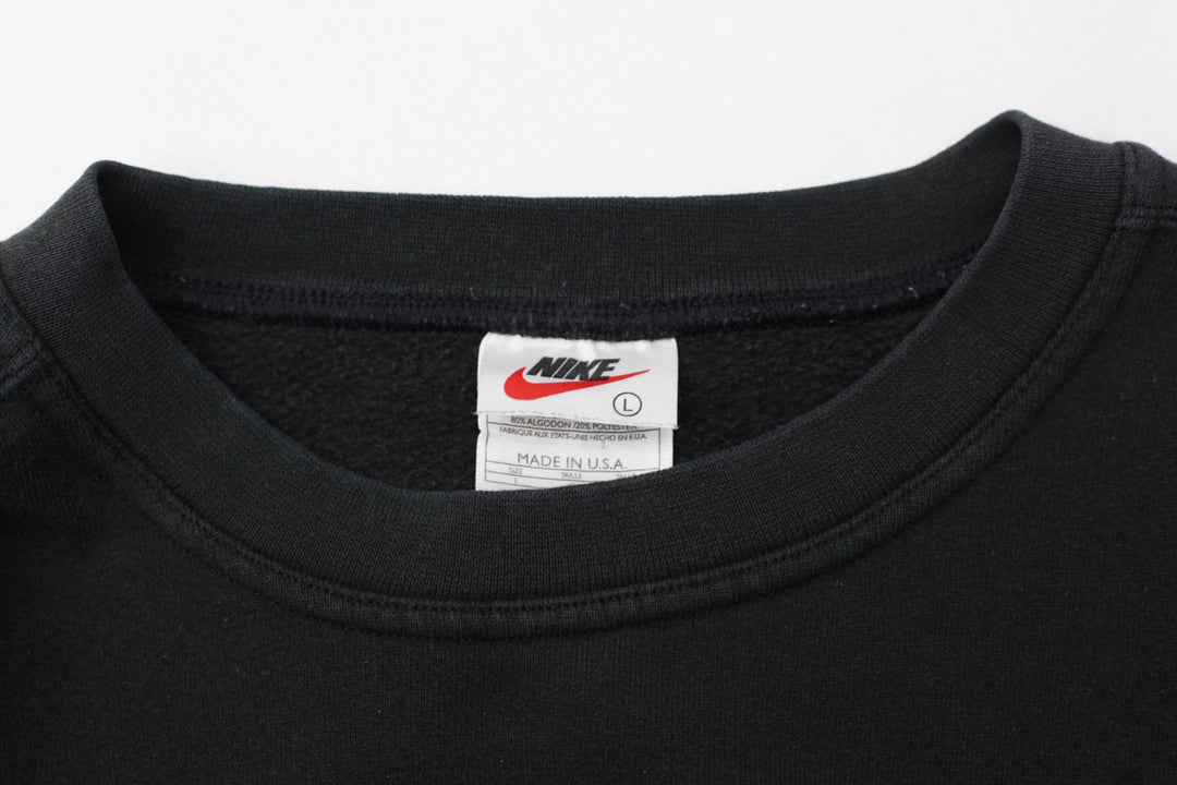 Nike 90's Swoosh Printed Black Crewneck Sweatshirt Made In USA