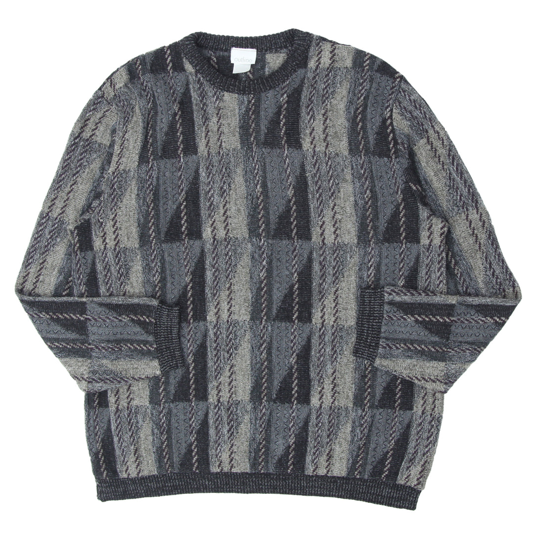 Mens Outline Knitted Crewneck Sweater