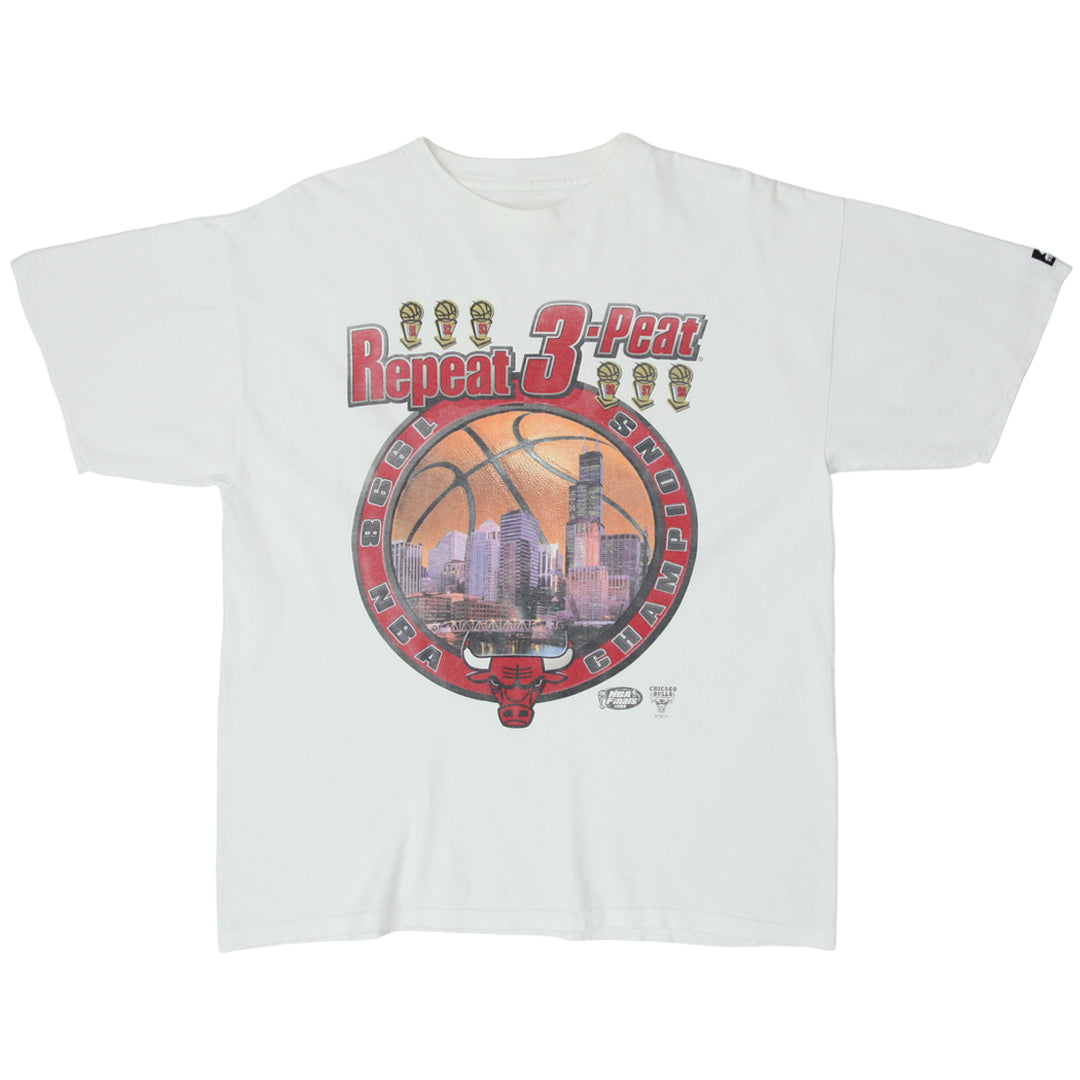 1998 Vintage Chicago Bulls NBA Finals Champions T-Shirt White Starter