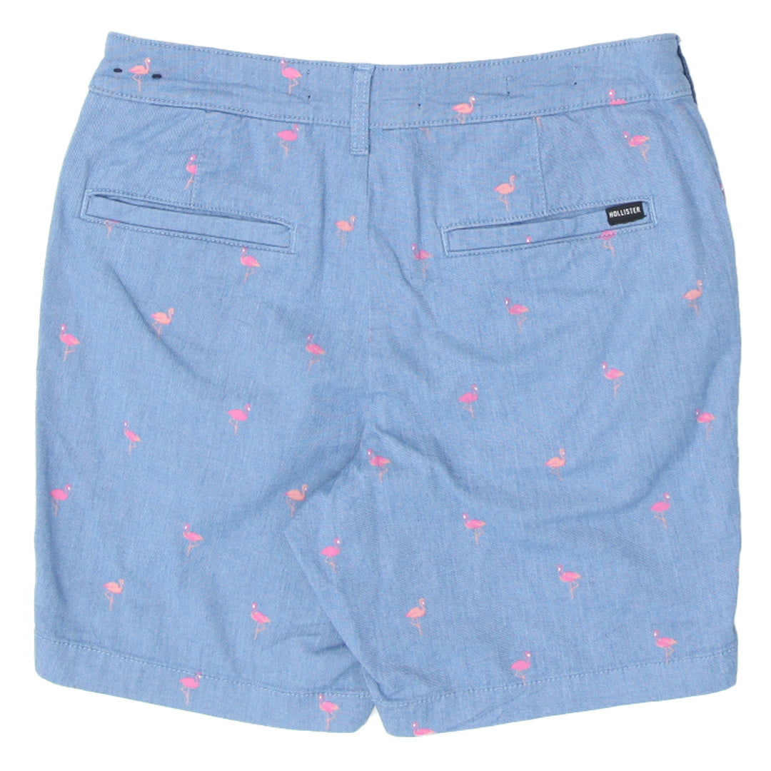 Mens Hollister Flat Front Flamingo Print Casual Shorts