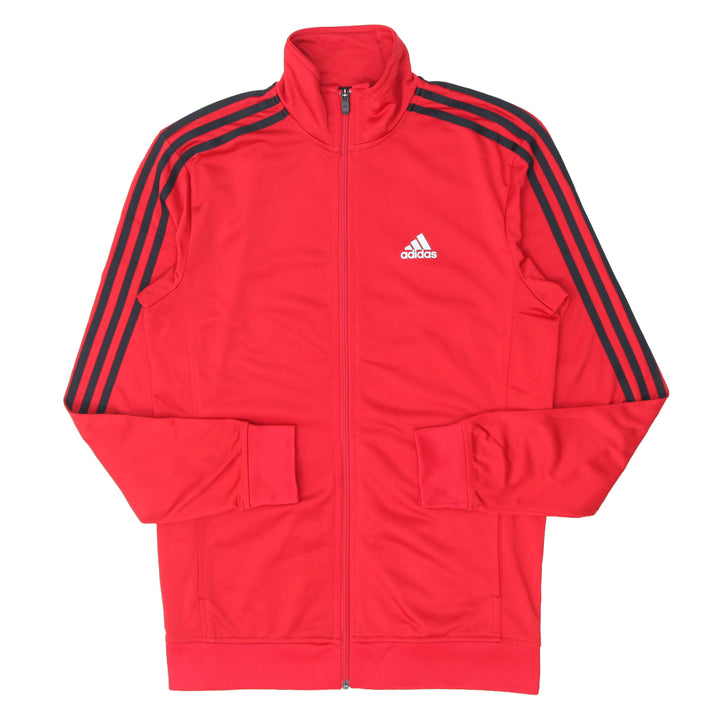 Mens Adidas Full Zip Black Stripe Red Jacket