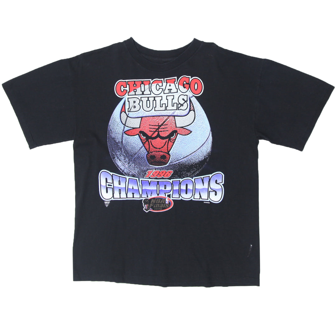 1996 Vintage Chicago Bulls NBA Finals Champions T-Shirt Single Stitch Black