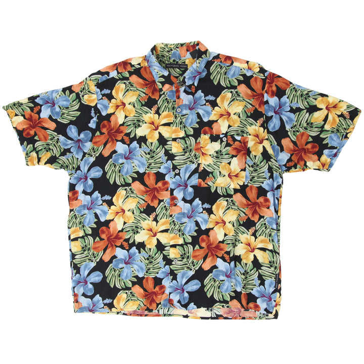 Mens Natural Issue Hibiscus Print Hawaiian Shirt