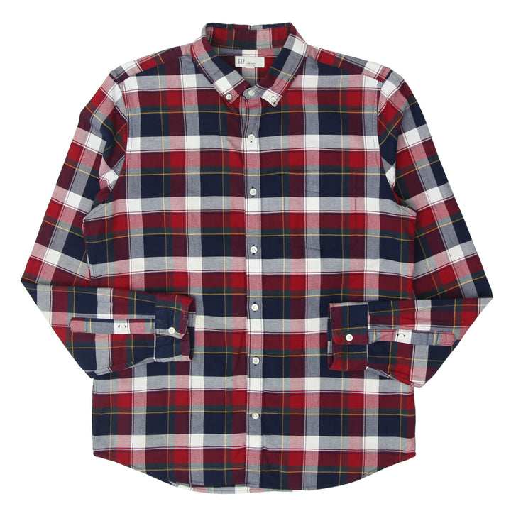 Mens GAP Slim Fit Plaid Long Sleeve Shirt